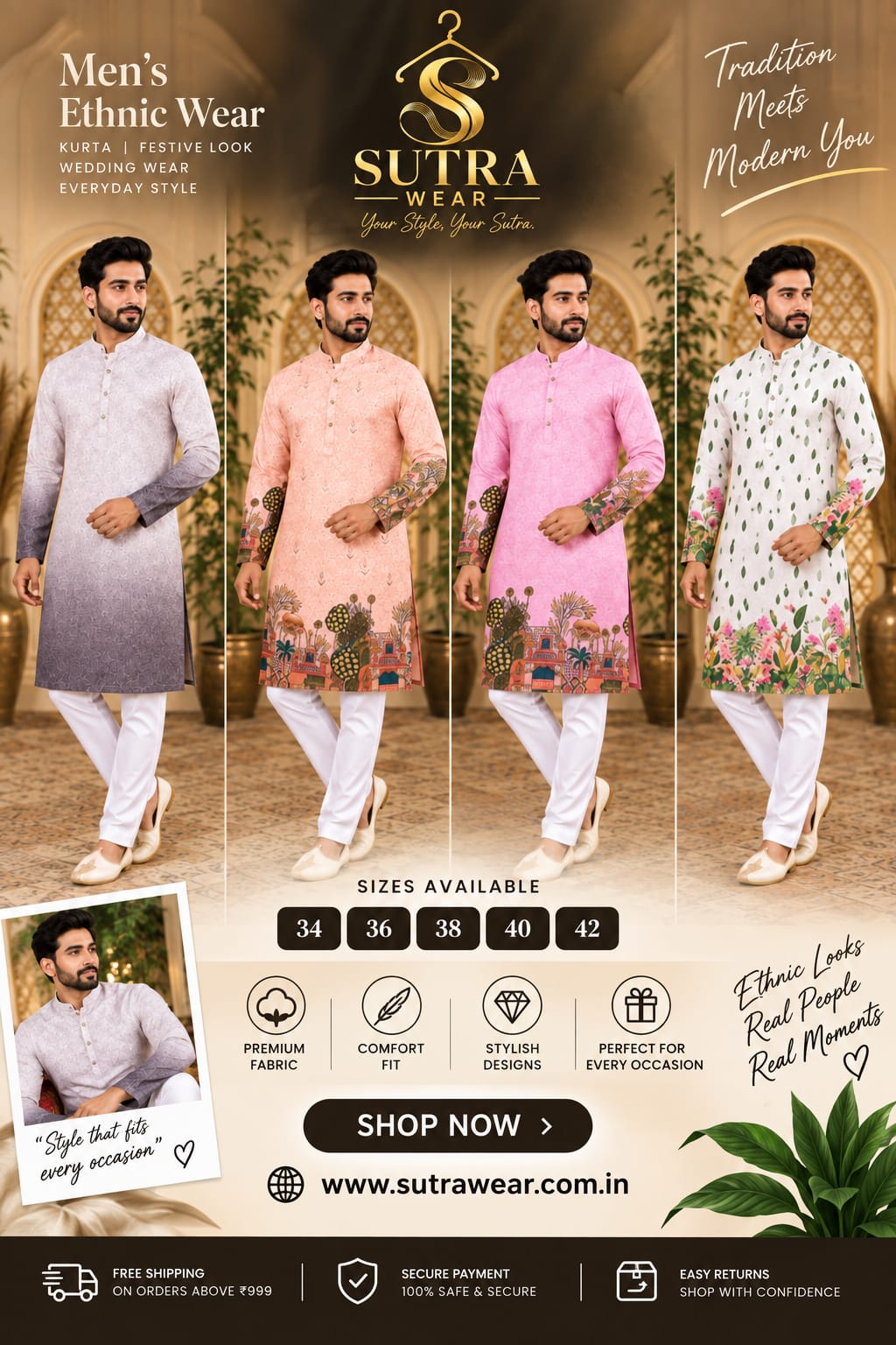 Men's Premium Ethnic Kurta – Festive & Wedding Wear